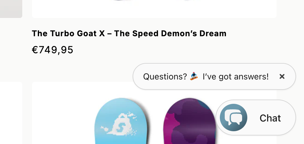 Screenshot of an AI chat widget in a Shopify store