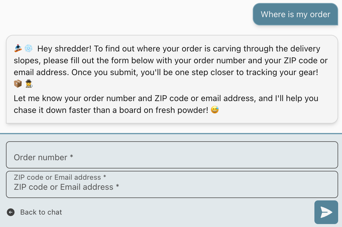 Order Tracking within an AI Chatbot